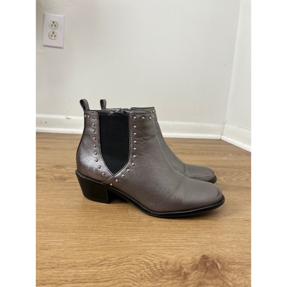 Vionic Shoes - Vionic Edgy Lexi Ankle Booties Womens 6 Pewter Metallic Leather Studded‎ Zip